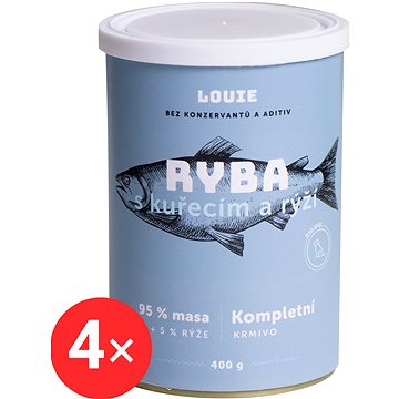 

LOUIE Kompletní krmivo ryba s kuřecím (95 %) s rýží (5 %) 4 × 400 g