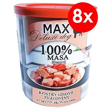 MAX deluxe kostky libové svaloviny 800 g, 8 ks - Konzerva pro psy