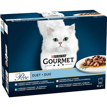 Gourmet Perle multipack minifiletky ve šťávě – rybí Duo 12 × 85 g - Kapsička pro kočky