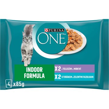 

Purina ONE Indoor minifiletky s tuňákem a zelenými fazolkami, s telecím a mrkví 4 × 85 g