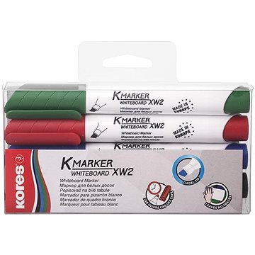 

KORES K-MARKER na bílé tabule a flipcharty, zkosený - sada 4 barev