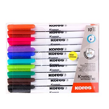 

KORES K-MARKER na bílé tabule, tenký - sada 10 barev