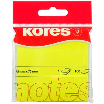 KORES 75 x 75 mm, 100 lístků, žlutý neon