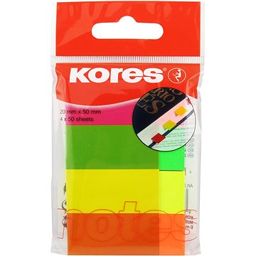 

KORES papírové záložky 20 x 50 mm, 4 x 50 lístků, neonový mix