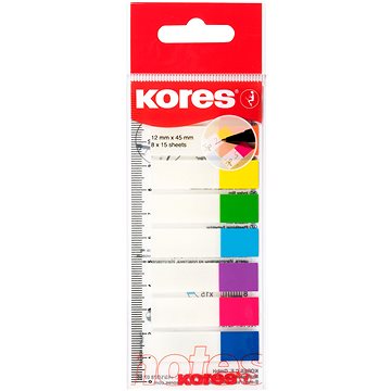 

KORES popisovací Index Strips na pravítku 45 x 12 mm, 8 x 15 lístků, mix barev