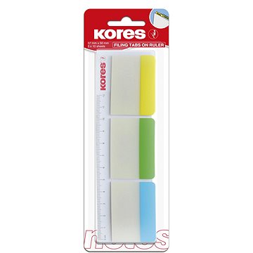 KORES popisovací rozřaďovač na pravítku 50 x 37 mm, 3 x 10 lístků, mix barev