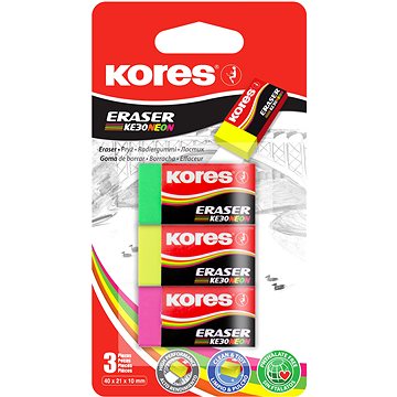 

KORES KE30 40 x 21 x 10 mm, barevný mix neon - balení 3 ks