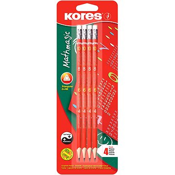 

KORES Grafitos Mathmagic HB, trojhranná - sada 4 ks