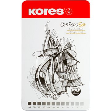 

KORES Grafitos trojhranná, v kovovém boxu - set 12 tvrdostí
