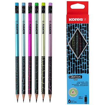 

KORES Grafitos Style Metalic Cracked HB, trojhranná - sada 6 ks