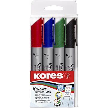 

KORES K-MARKER na flipcharty, kulatý hrot - sada 4 barev