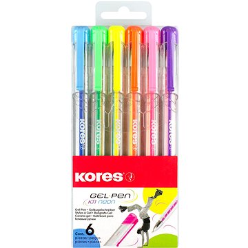 

KORES K11 Gel Pen Neon, hrot 0,8 mm, sada 6 barev