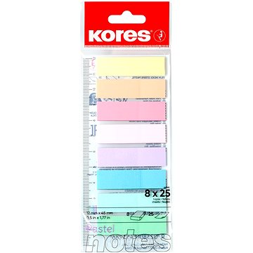 

KORES Index Strips na pravítku Pastel 45 × 12 mm, 8 × 25 lístků, pastelový mix