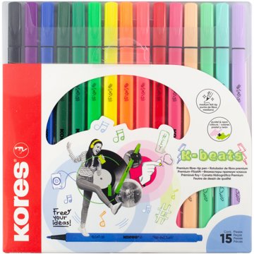 KORES K-Beats, střední hrot - sada 15 barev