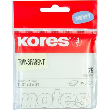 

KORES 75 x 75 mm, 75 lístků, transparentní