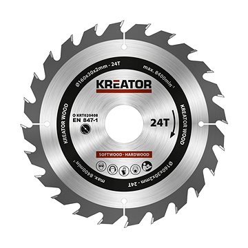 

KREATOR Pilový kotouč na dřevo 160mm, 24T KRT020408
