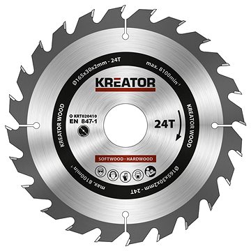 

KREATOR Pilový kotouč na dřevo 165mm, 24T KRT020410