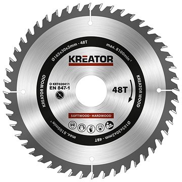 

KREATOR Pilový kotouč na dřevo 165mm 48T KRT020411