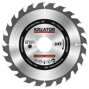 

KREATOR Pilový kotouč na dřevo 170mm, 24T KRT020412