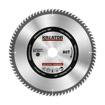 

KREATOR Pilový kotouč na dřevo 250mm 80T KRT020426