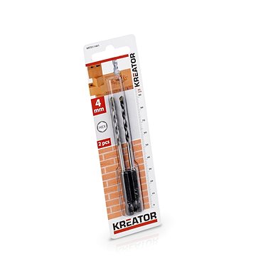 

KREATOR 2 ks HEX Vrtáků do kamene a zdiva 4.0 x 95 mm KRT011401