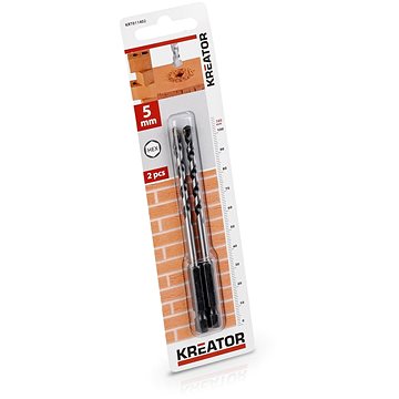 

KREATOR 2 ks HEX Vrtáků do kamene a zdiva 5.0 x 105 mm KRT011402