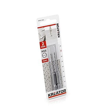 

KREATOR 2 ks HSS Vrtáků do kovu HEX 2.0 x 70 mm KRT011302
