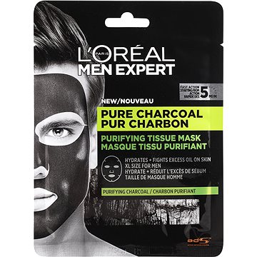 ĽORÉAL PARIS Men Expert Pure Charcoal Tissue Mask 30 g - Pleťová maska