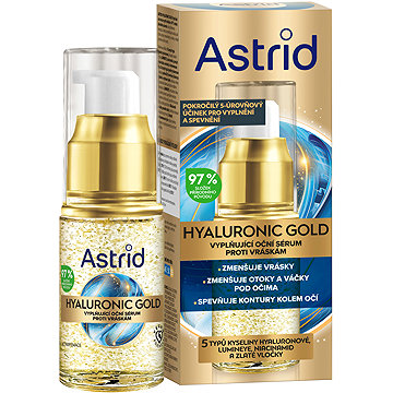 

ASTRID Hyaluron Gold Vyplňující oční sérum s niacinamidem a zlatými vločkami 15 ml