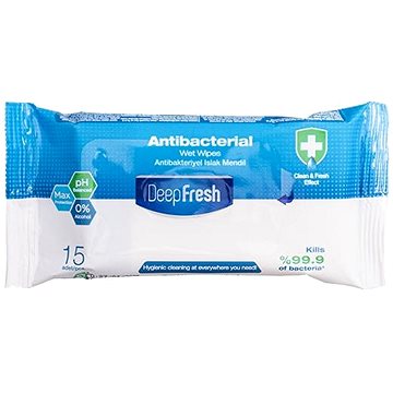 AKSAN DeepFresh vlhčené antibakteriální ubrousky 15 ks - Antibakteriální ubrousky na ruce