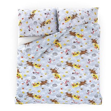 

Kvalitex Prodloužené vánoční povlečení 140 × 220, 70 × 90 cm SNĚHULÁCI šedí