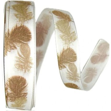 GOLDINA Stuha bavlněná FEATHER potisk peříčka bílá 0721