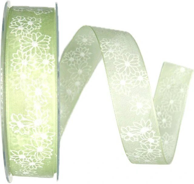 

GOLDINA Stuha taftová FIORE BIANCO pastelově zelená 8837