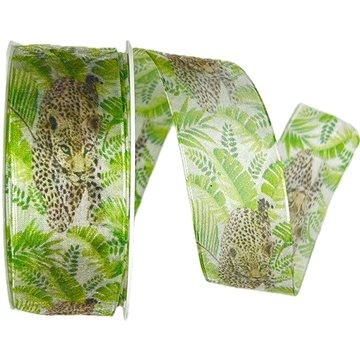 GOLDINA Stuha taftová LEOPARD transparentní zelená 8842