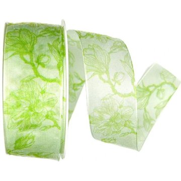 GOLDINA Stuha taftová MAGNOLIA GREEN transparentní zelená 8857
