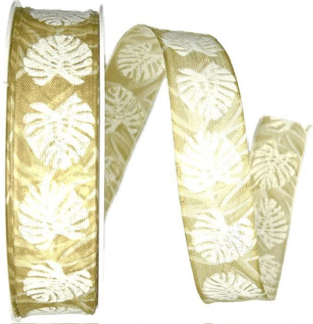 GOLDINA Stuha taftová MONSTERA NATUR béžová 8835