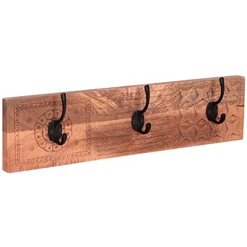 

LAKŠMI Věšák Manu s 3 háčky 60 × 15 × 2,5 cm, mangové dřevo