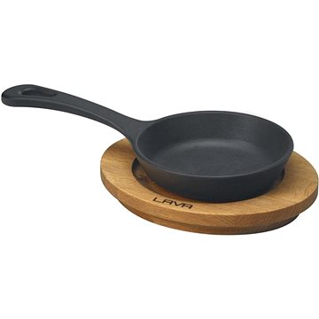 

LAVA METAL Litinová mini pánev 12 cm s dřevěným podstavcem