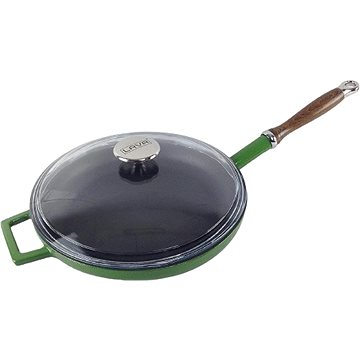

LAVA METAL Litinová pánev s dřevěnou rukojetí a skleněnou poklicí 24 cm - zelená