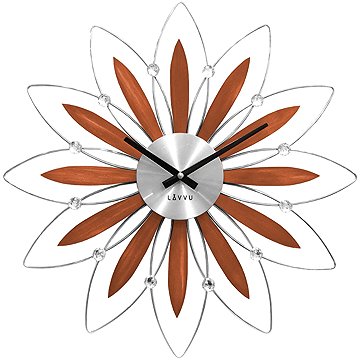 

LAVVU Crystal Flower Dřevěné stříbrné hodiny světlé