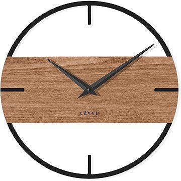 

LAVVU Loft Stylové dřevěné hodiny v industriálním vzhledu s černými ručičkami