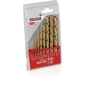 

KREATOR 10 ks HSS Vrtáků do kovu TIN SET 45931 mm KRT012102