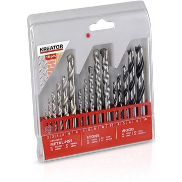 

KREATOR 16 ks Vrtáků SET kov, kámen, dřevo KRT012502