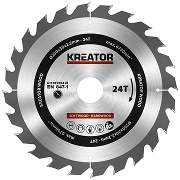 

KREATOR Pilový kotouč na dřevo 200mm, 24T KRT020418