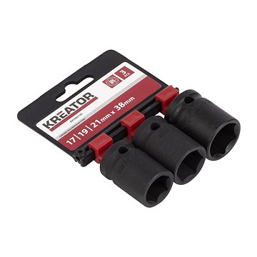 

KREATOR 3ks nástrčných hlavic 17-19-21mm 1/2" KRT095100