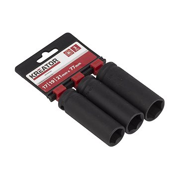 

KREATOR 3ks nástrčných hlavic 17-19-21mm prodloužené 1/2" KRT095200