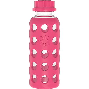 

Lifefactory Skleněná láhev 265 ml dětská plochý uzávěr, Raspberry