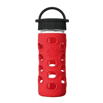 

Lifefactory Skleněná láhev 350 ml klasický uzávěr Apple Red
