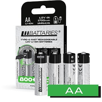 

LIIBATTARIES Nabíjecí baterie tužková AA - 1700 mAh USB-C