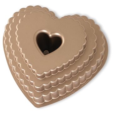 

NORDIC WARE Forma na bábovku HEART stupňovité karamelová
